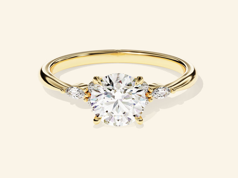 Cluster Accent Round Cut Engagement Ring