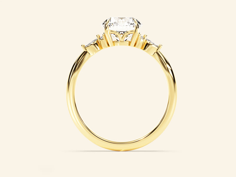 Cluster Accent Round Cut Engagement Ring