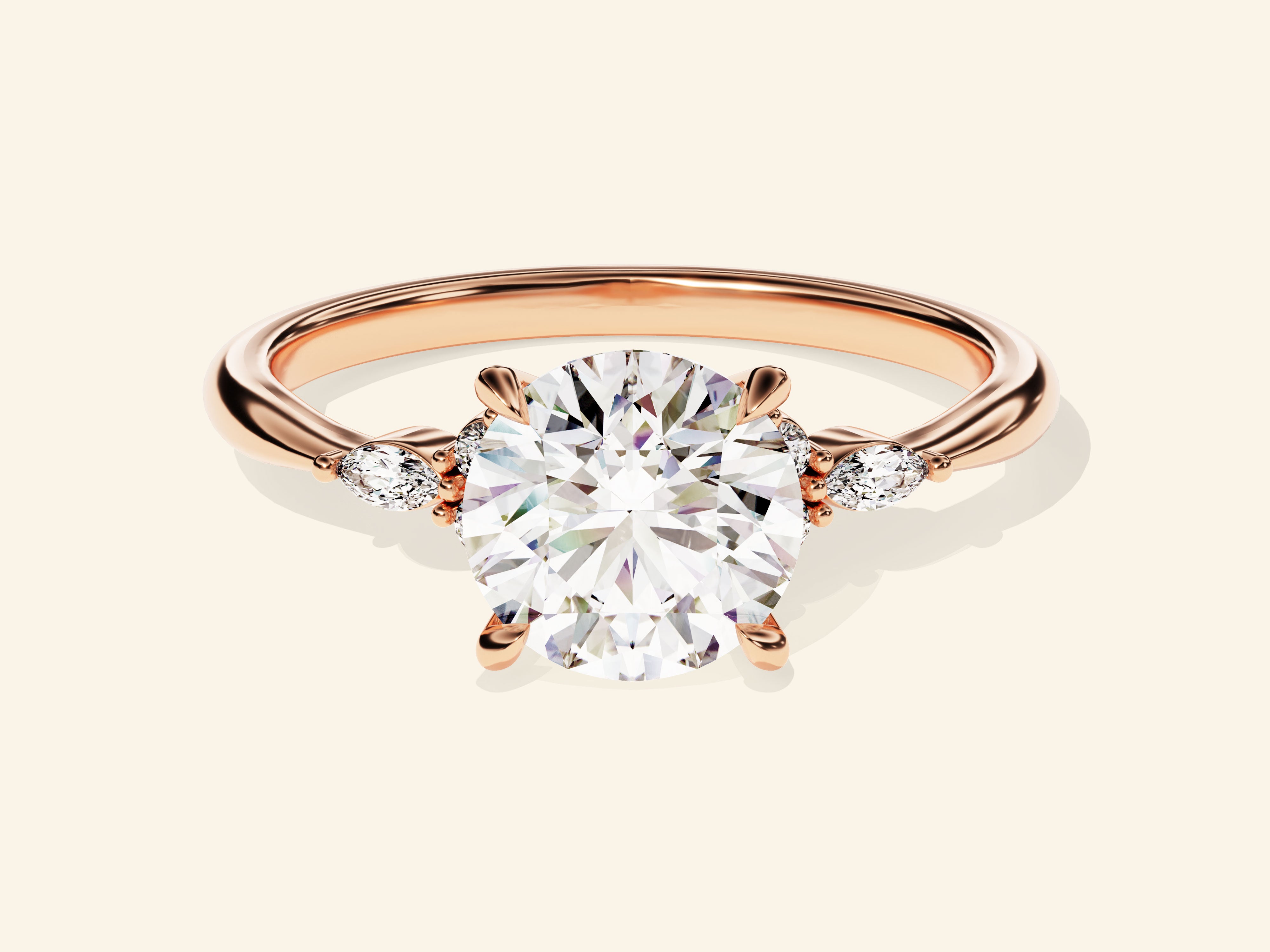 Cluster Accent Round Cut Engagement Ring