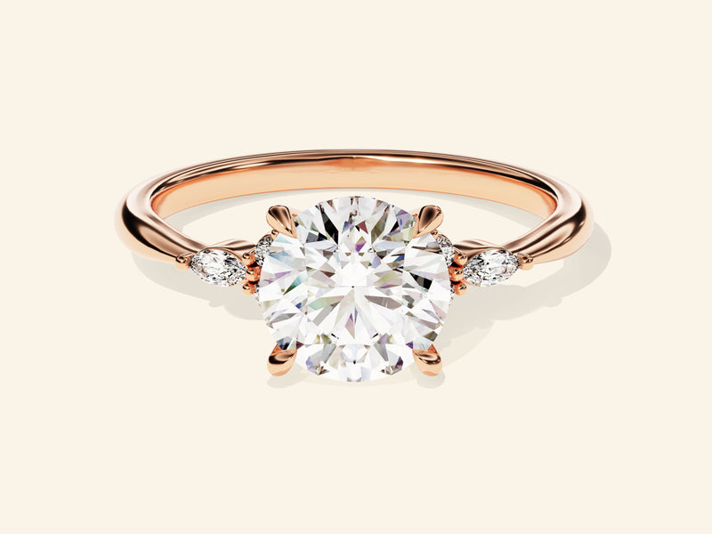 Cluster Accent Round Cut Engagement Ring