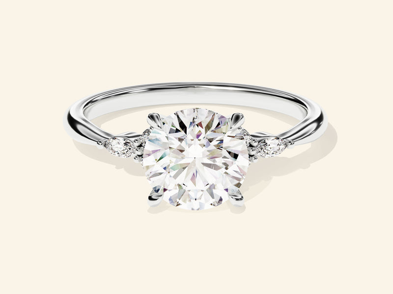 Cluster Accent Round Cut Engagement Ring