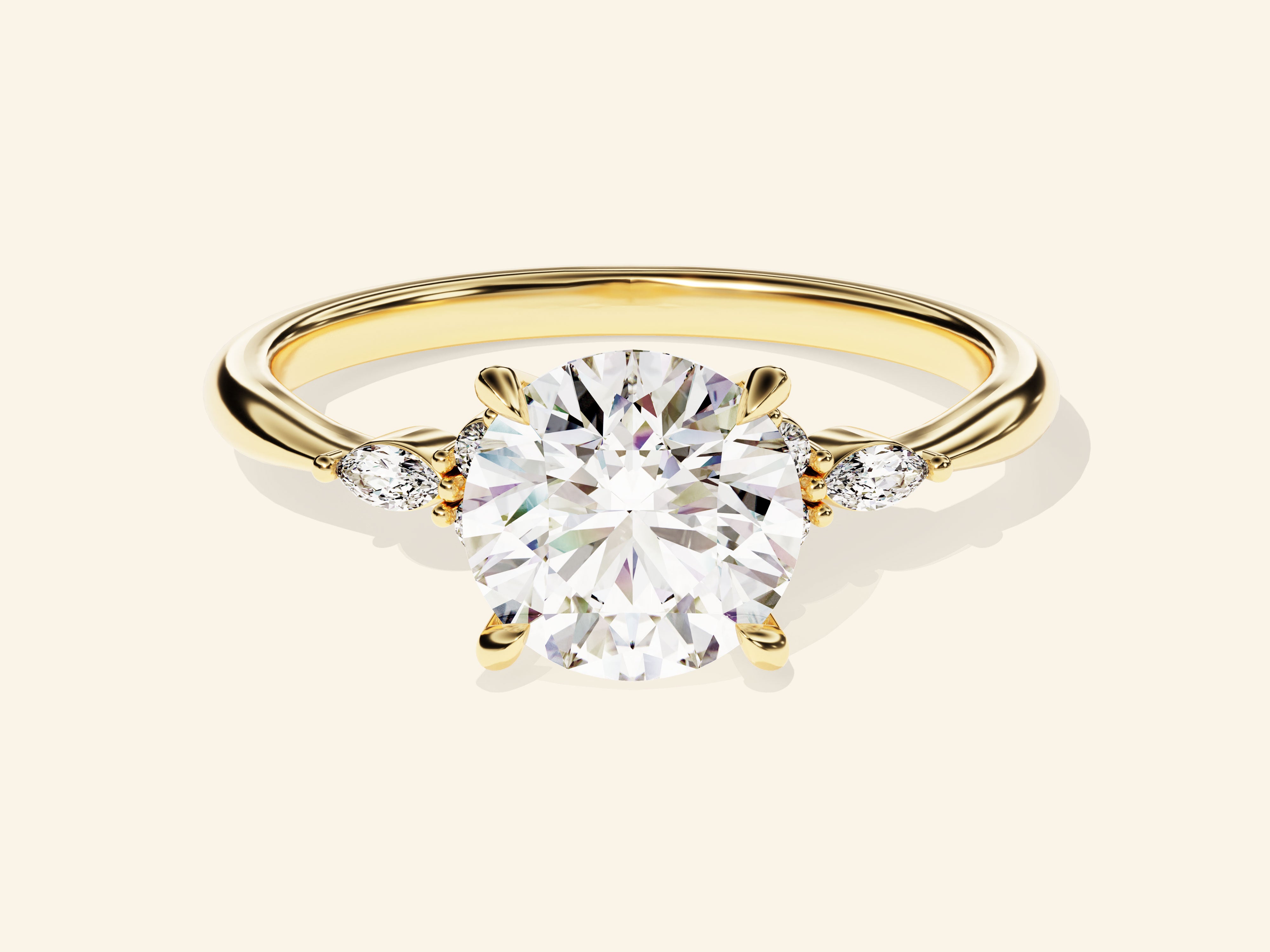 Cluster Accent Round Cut Engagement Ring