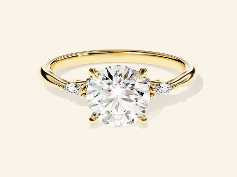 Cluster Accent Round Cut Engagement Ring
