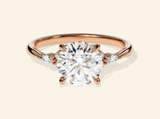 Cluster Accent Round Cut Engagement Ring