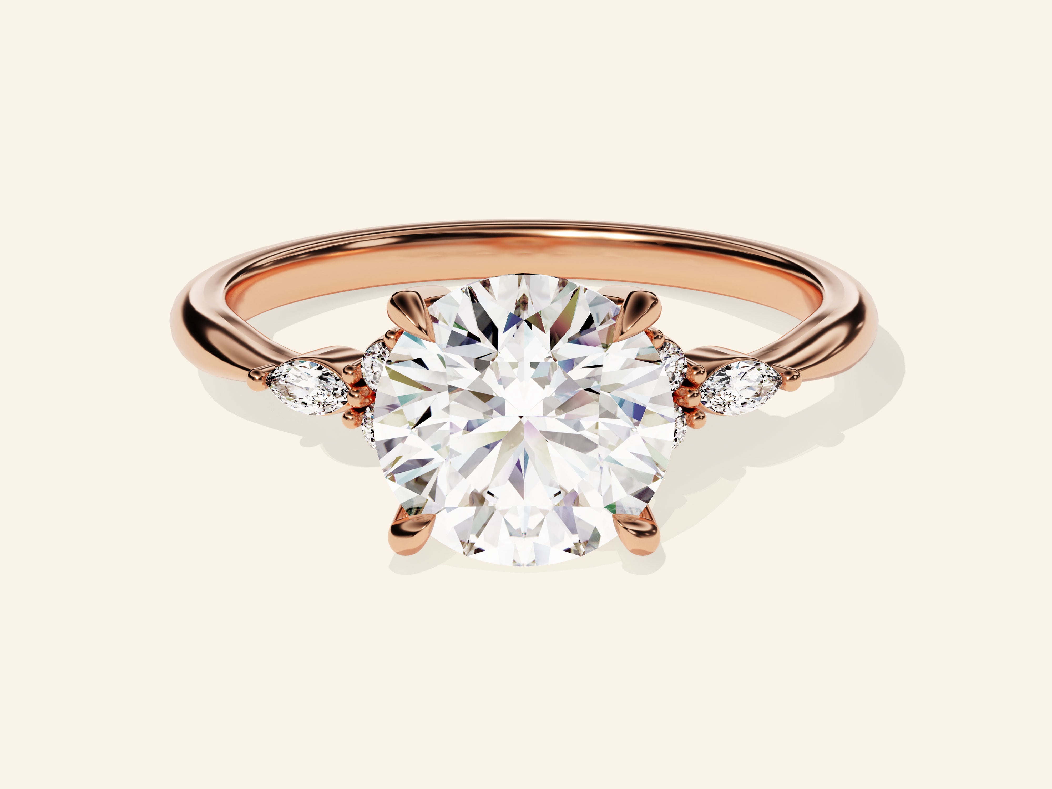 Cluster Accent Round Cut Engagement Ring