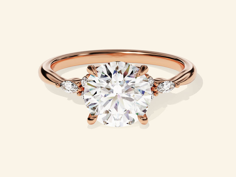 Cluster Accent Round Cut Engagement Ring