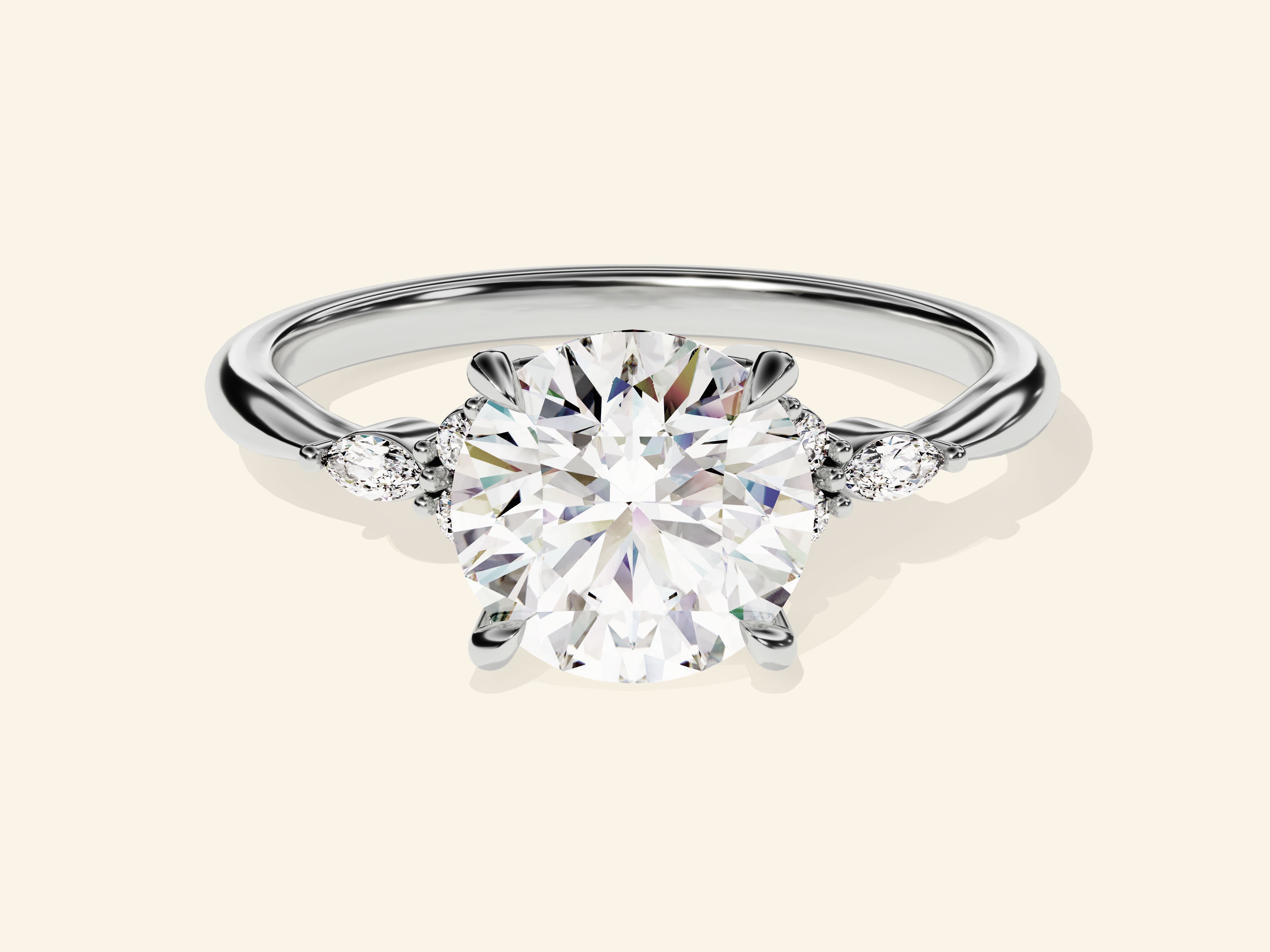 Cluster Accent Round Cut Engagement Ring