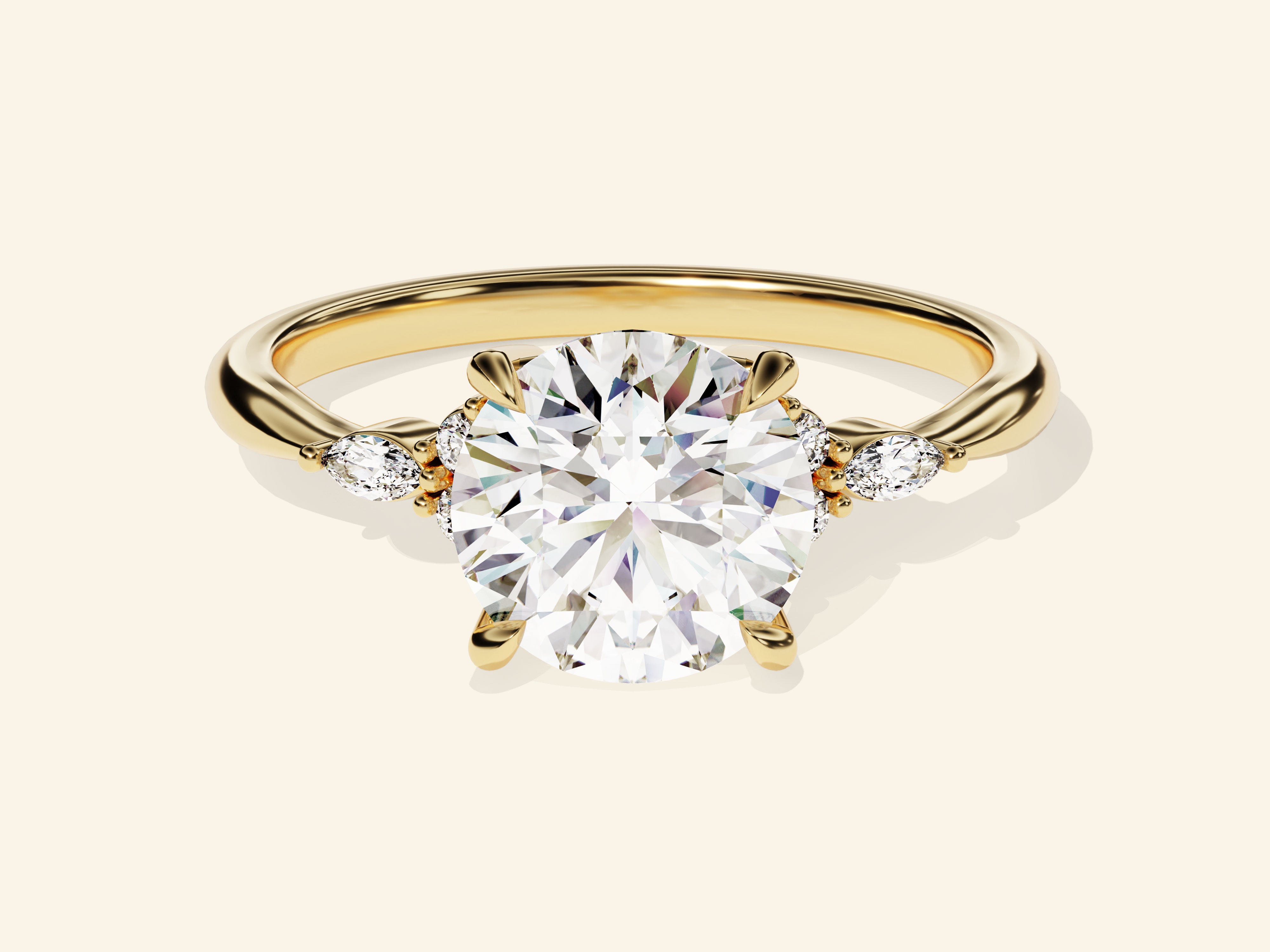 Cluster Accent Round Cut Engagement Ring