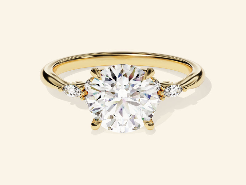 Cluster Accent Round Cut Engagement Ring
