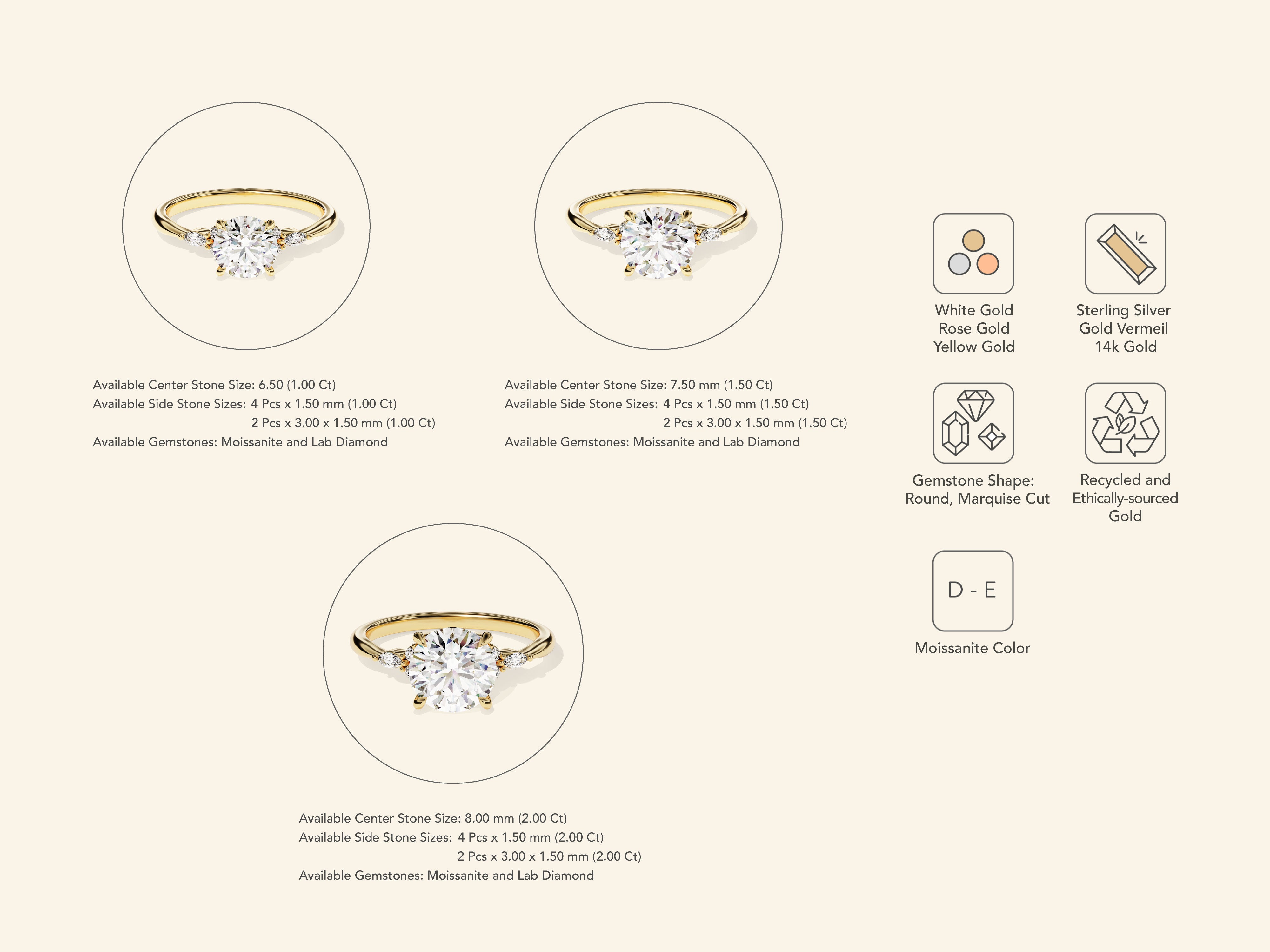 Cluster Accent Round Cut Engagement Ring
