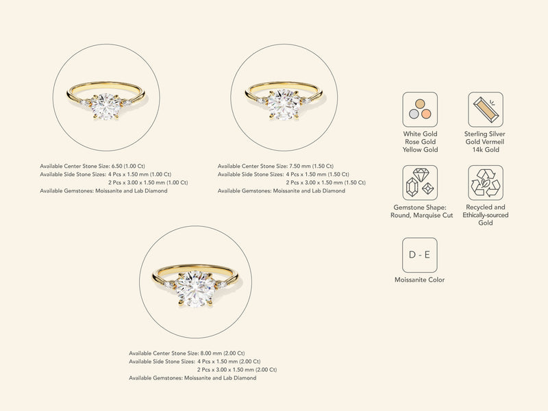 Cluster Accent Round Cut Engagement Ring