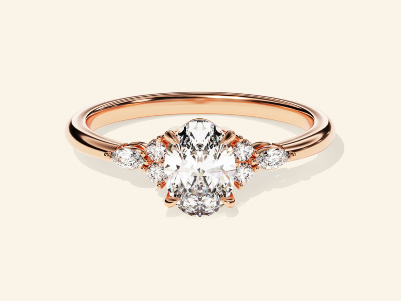 Cluster Accent Oval Cut Engagement Ring