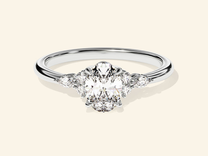 Cluster Accent Oval Cut Engagement Ring