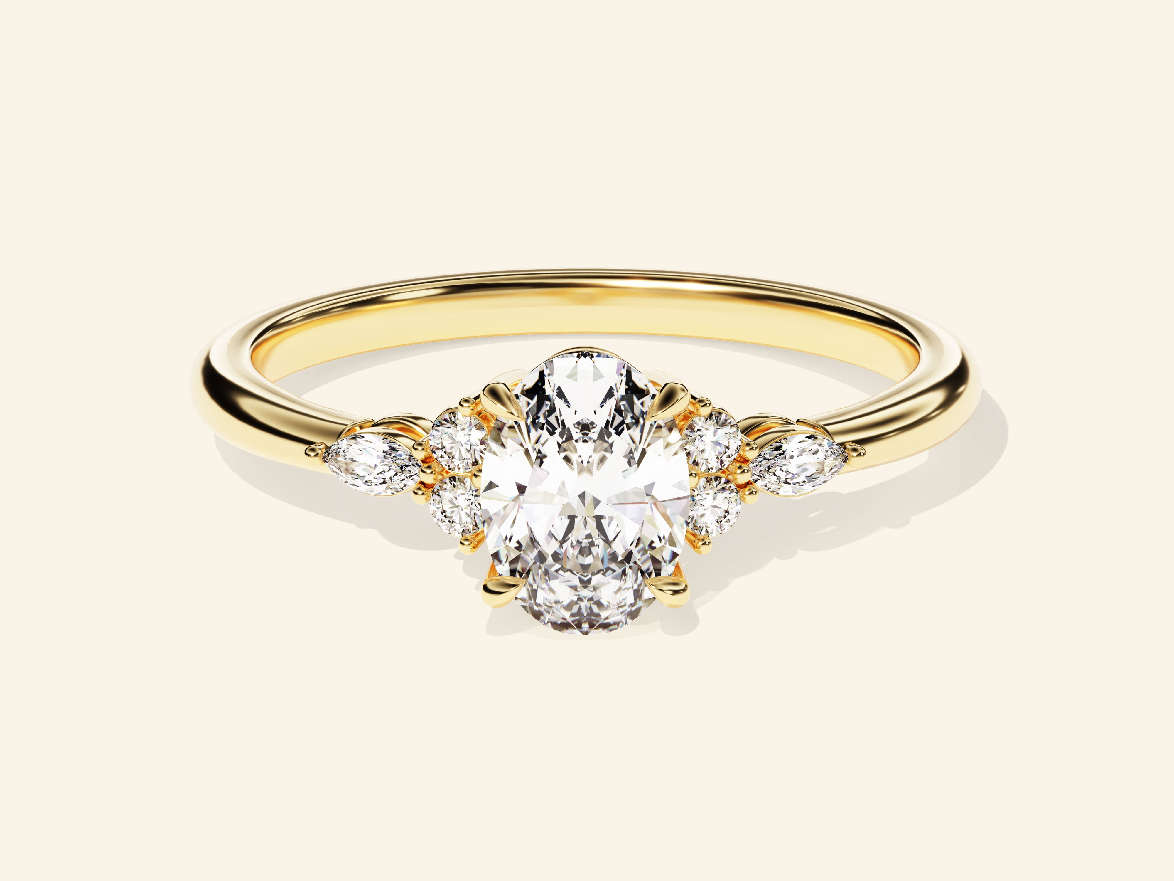 Cluster Accent Oval Cut Engagement Ring