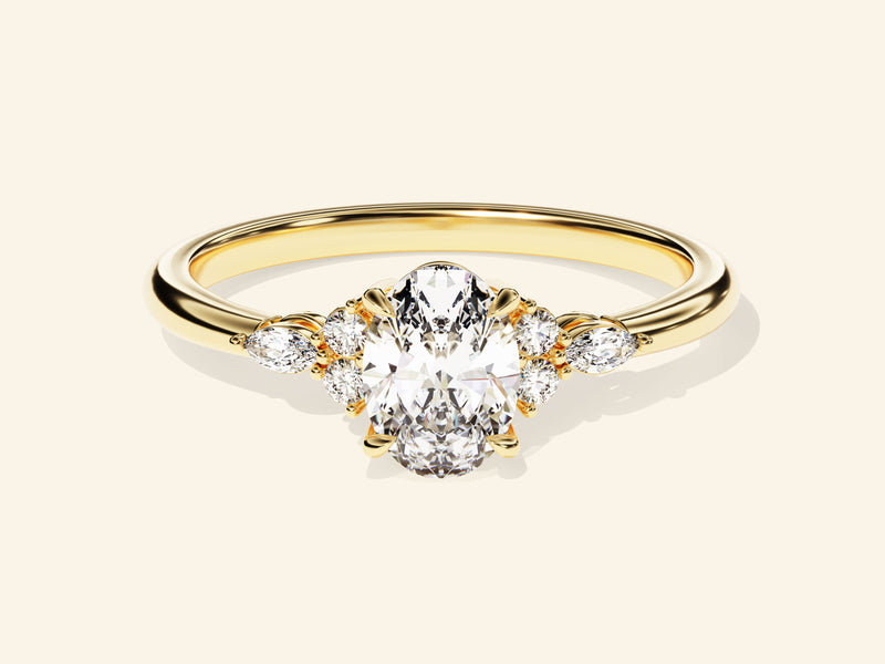 Cluster Accent Oval Cut Engagement Ring