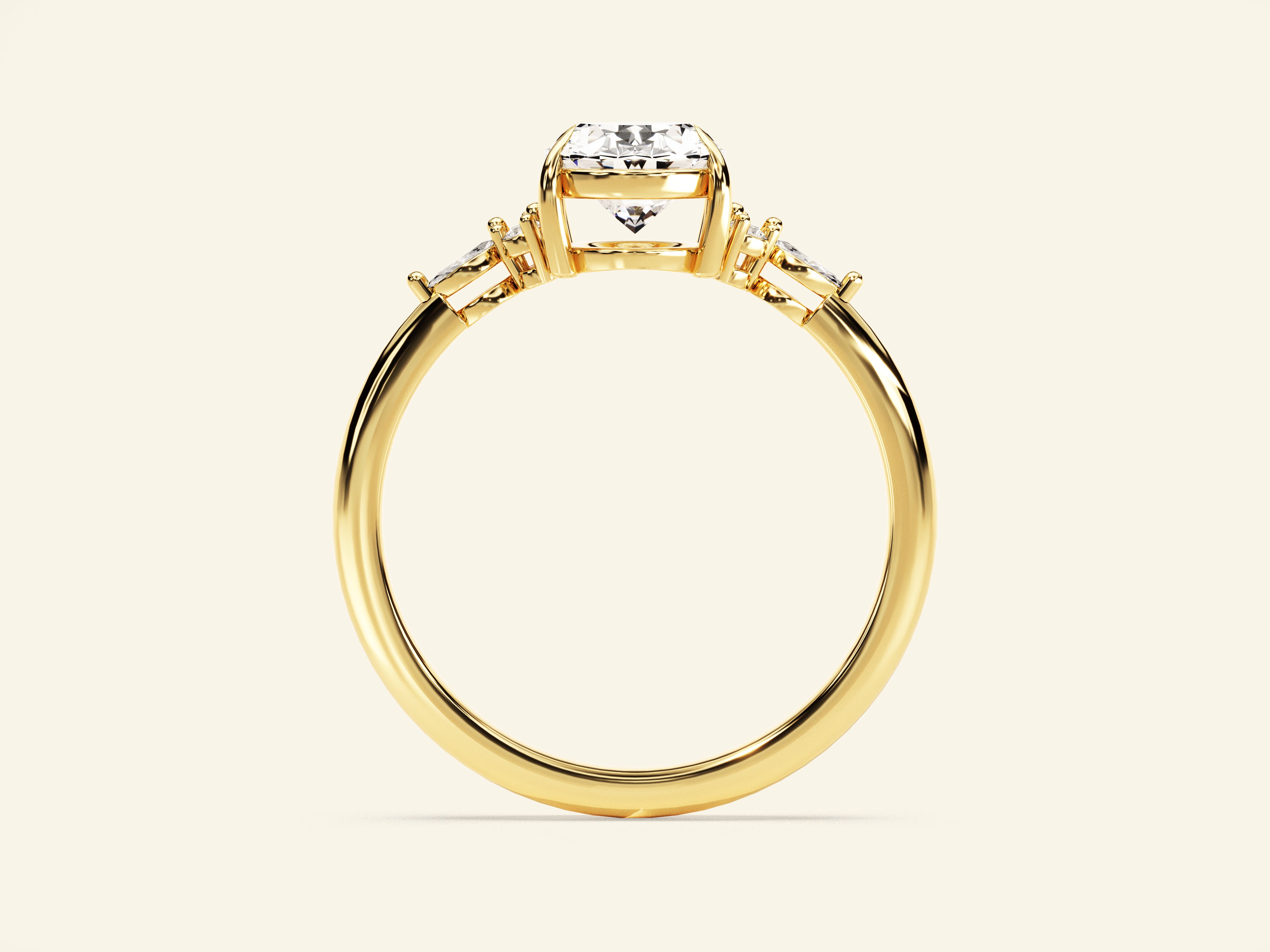 Cluster Accent Oval Cut Engagement Ring