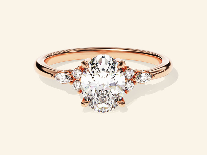 Cluster Accent Oval Cut Engagement Ring