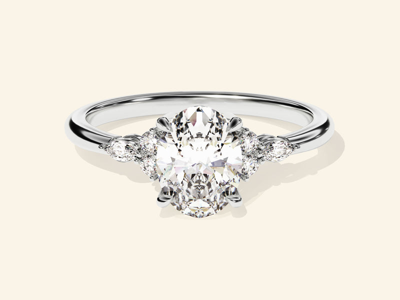 Cluster Accent Oval Cut Engagement Ring