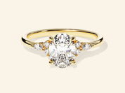 Cluster Accent Oval Cut Engagement Ring