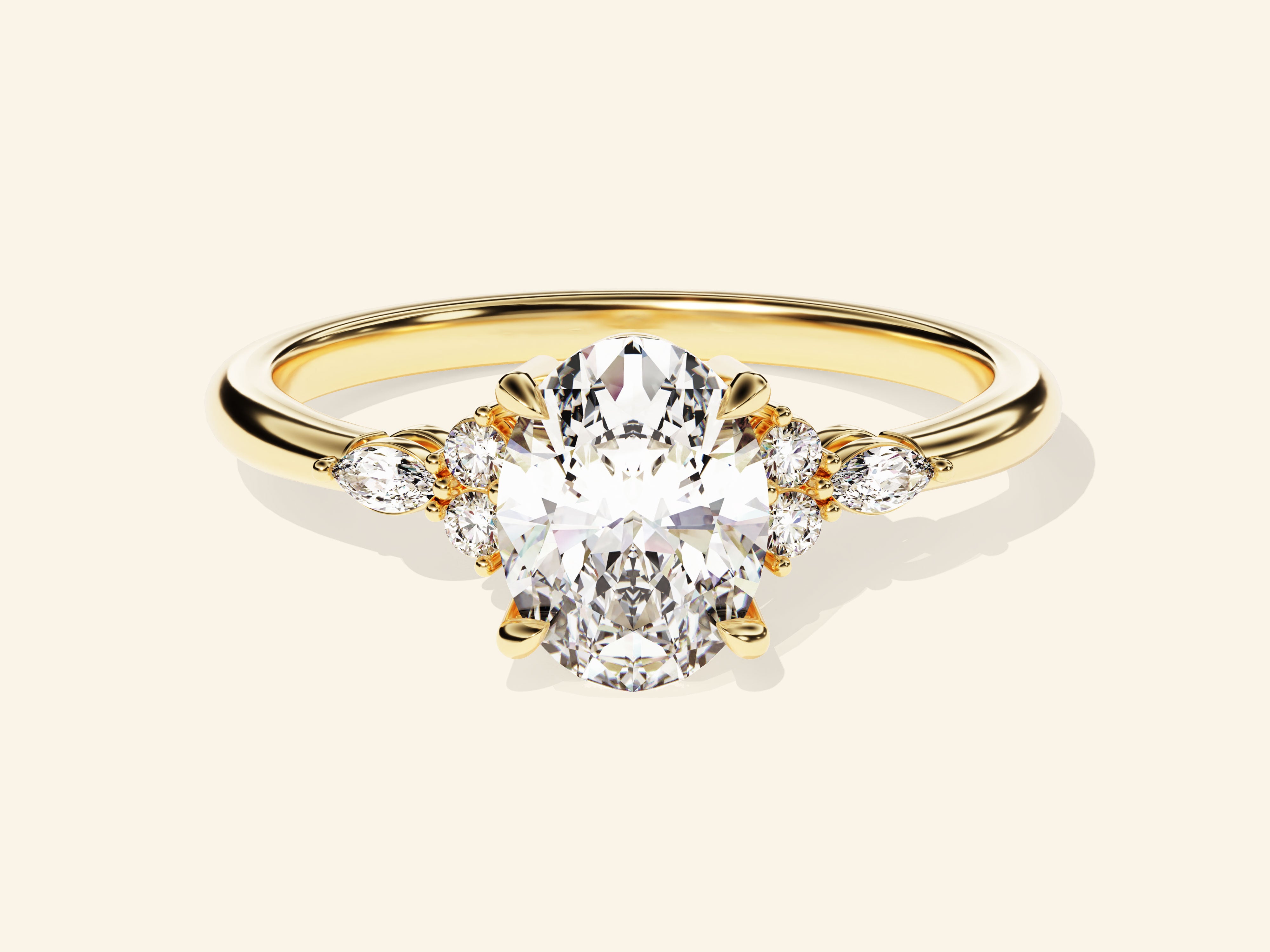 Cluster Accent Oval Cut Engagement Ring