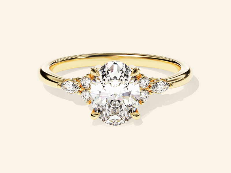 Cluster Accent Oval Cut Engagement Ring