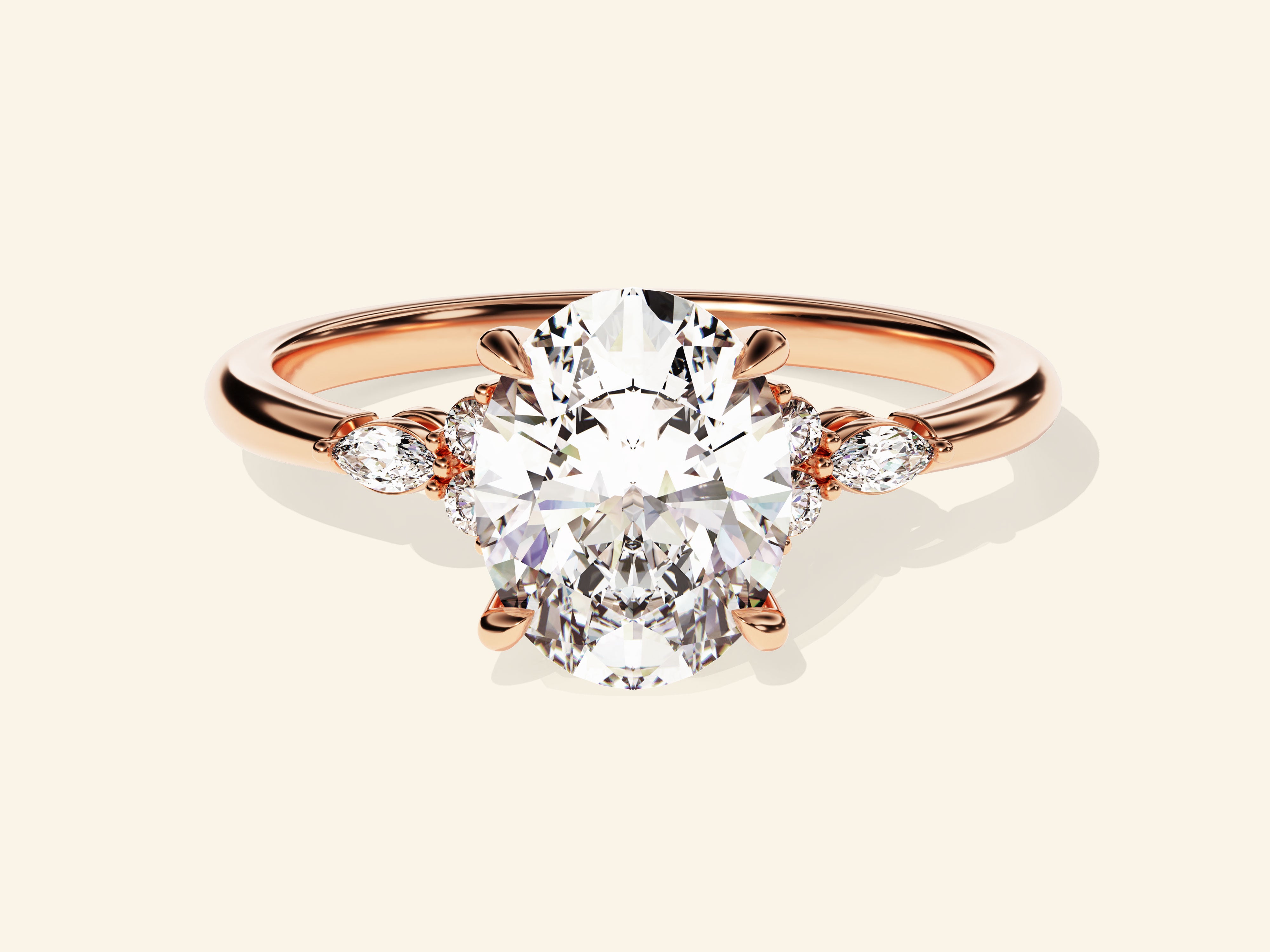 Cluster Accent Oval Cut Engagement Ring