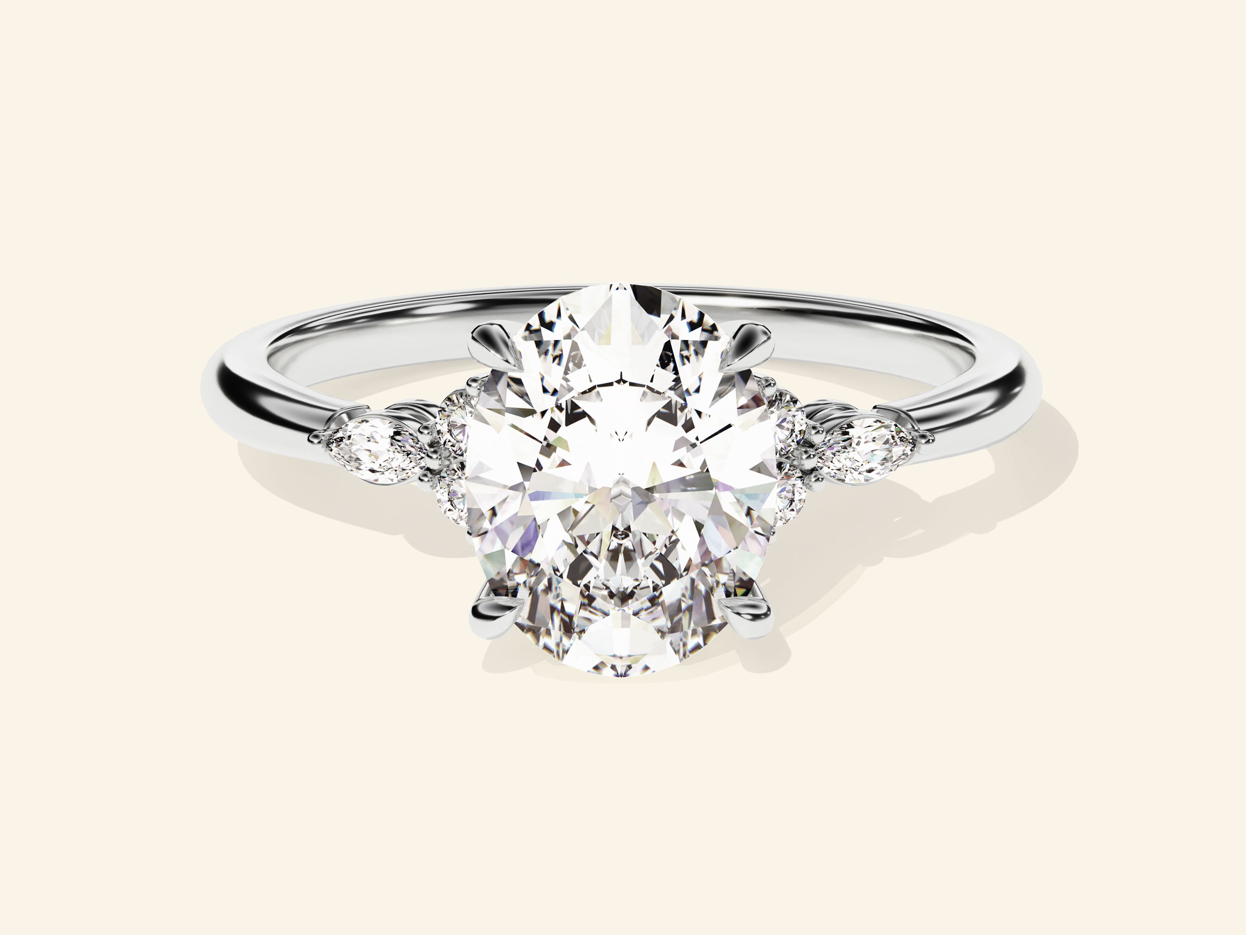 Cluster Accent Oval Cut Engagement Ring