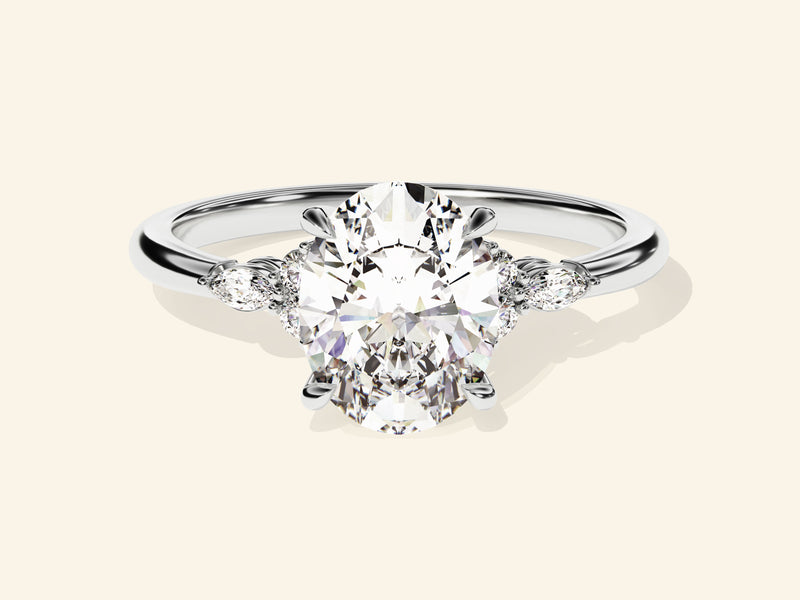 Cluster Accent Oval Cut Engagement Ring