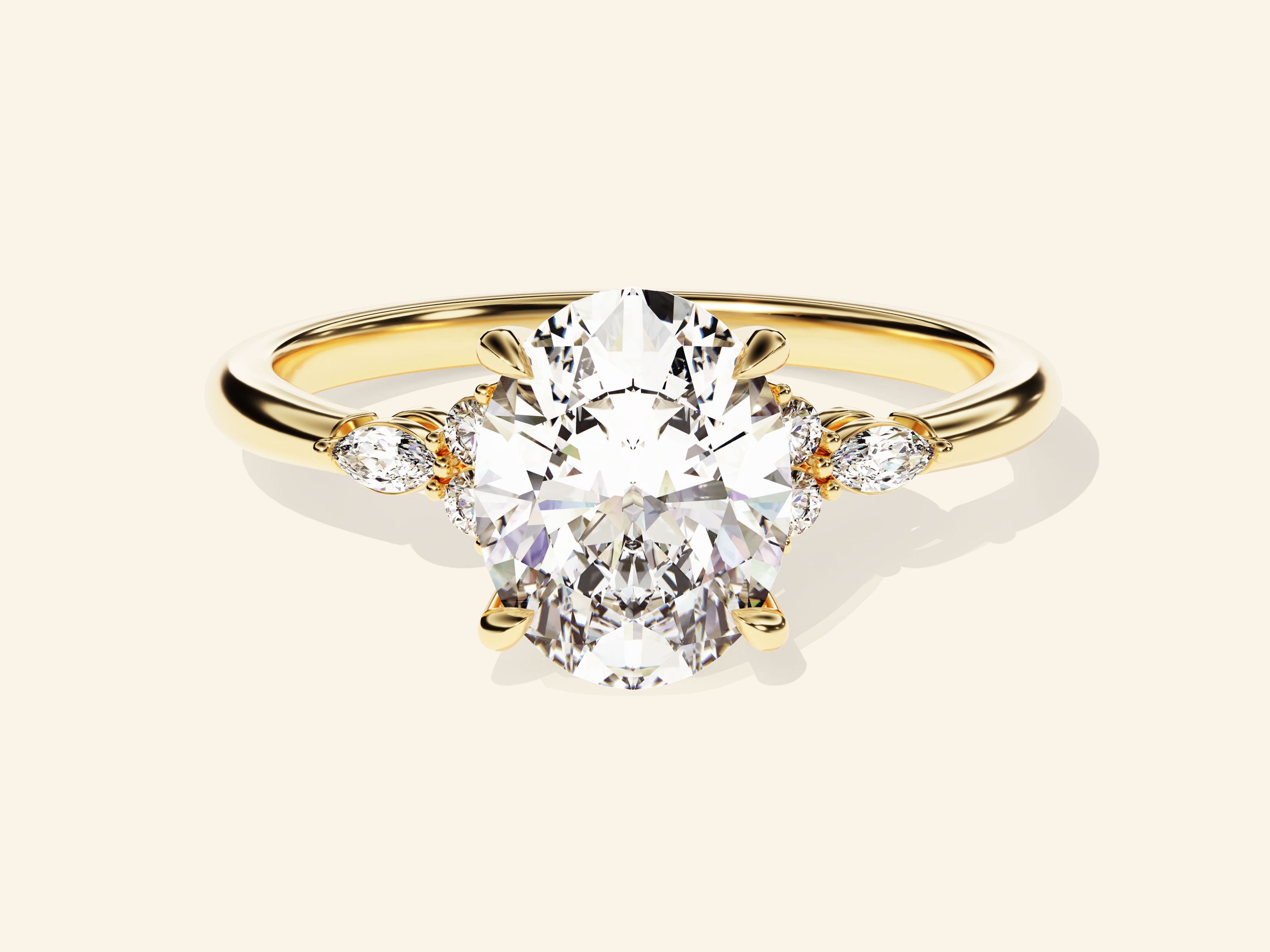 Cluster Accent Oval Cut Engagement Ring