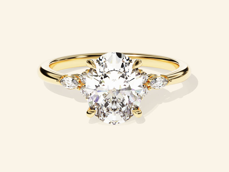 Cluster Accent Oval Cut Engagement Ring