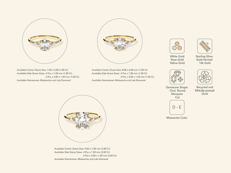 Cluster Accent Oval Cut Engagement Ring