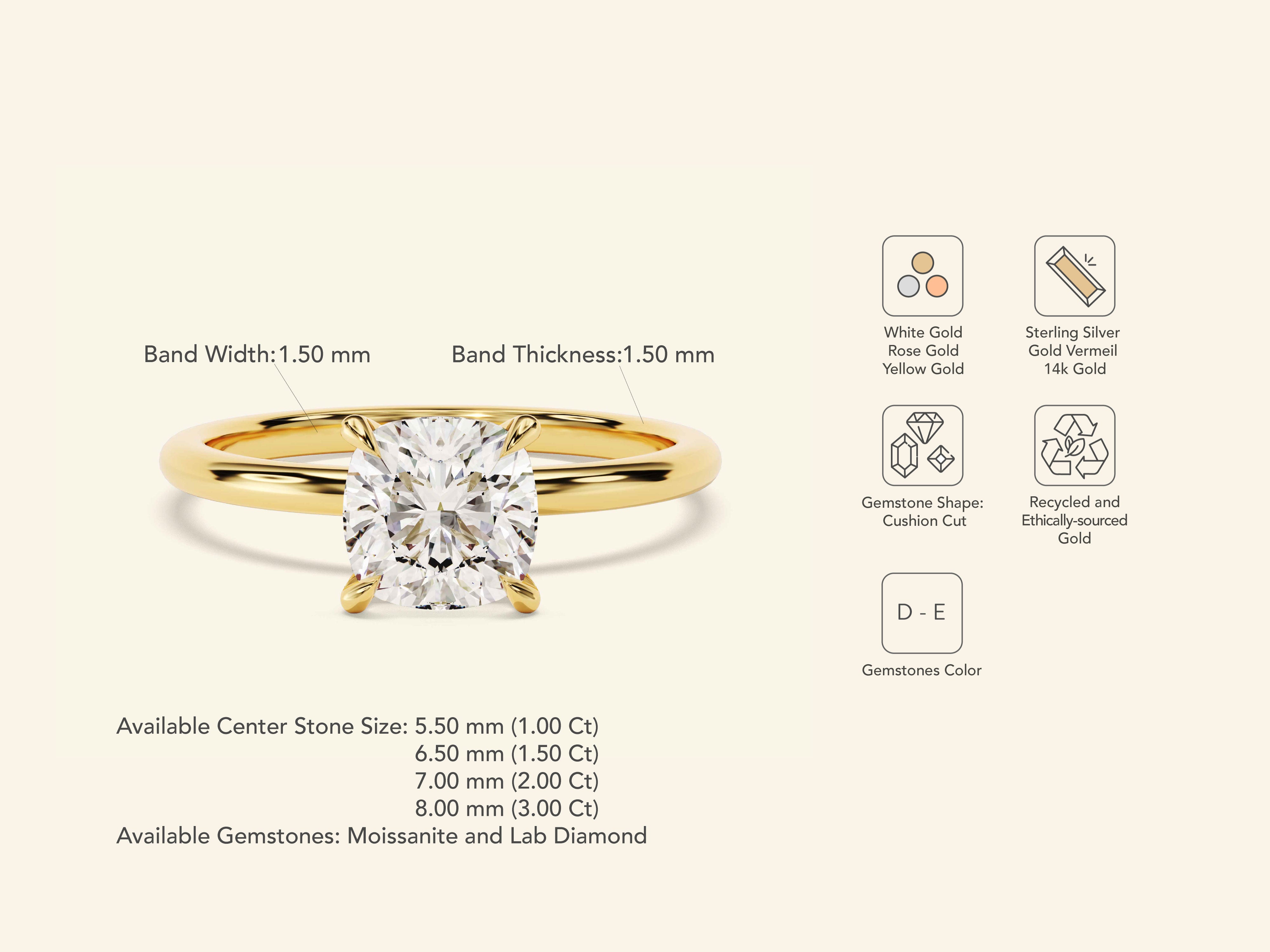 Cushion Solitaire Engagement Ring