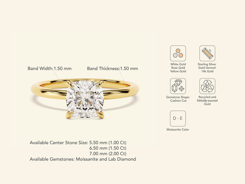 Cushion Solitaire Engagement Ring