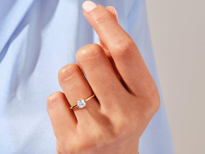 Asscher Solitaire Engagement Ring