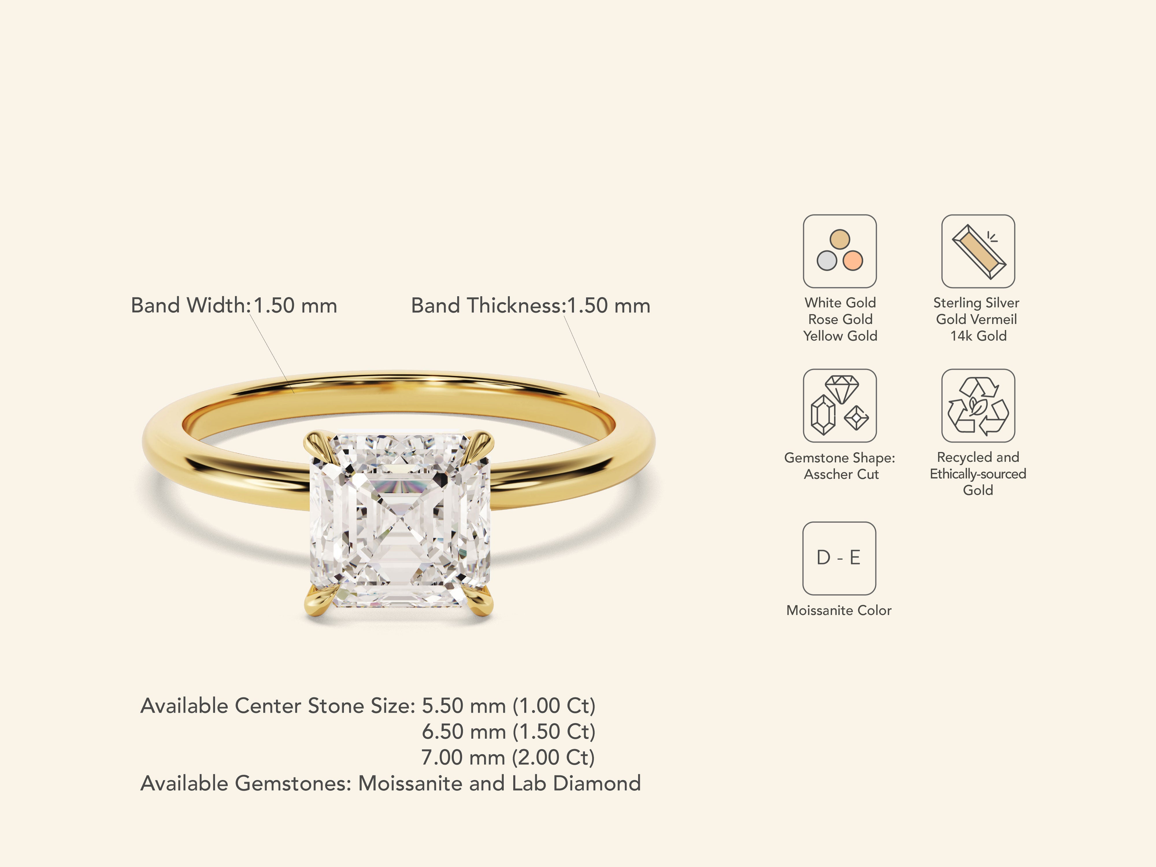Asscher Solitaire Engagement Ring