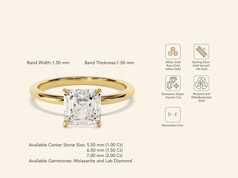 Asscher Solitaire Engagement Ring