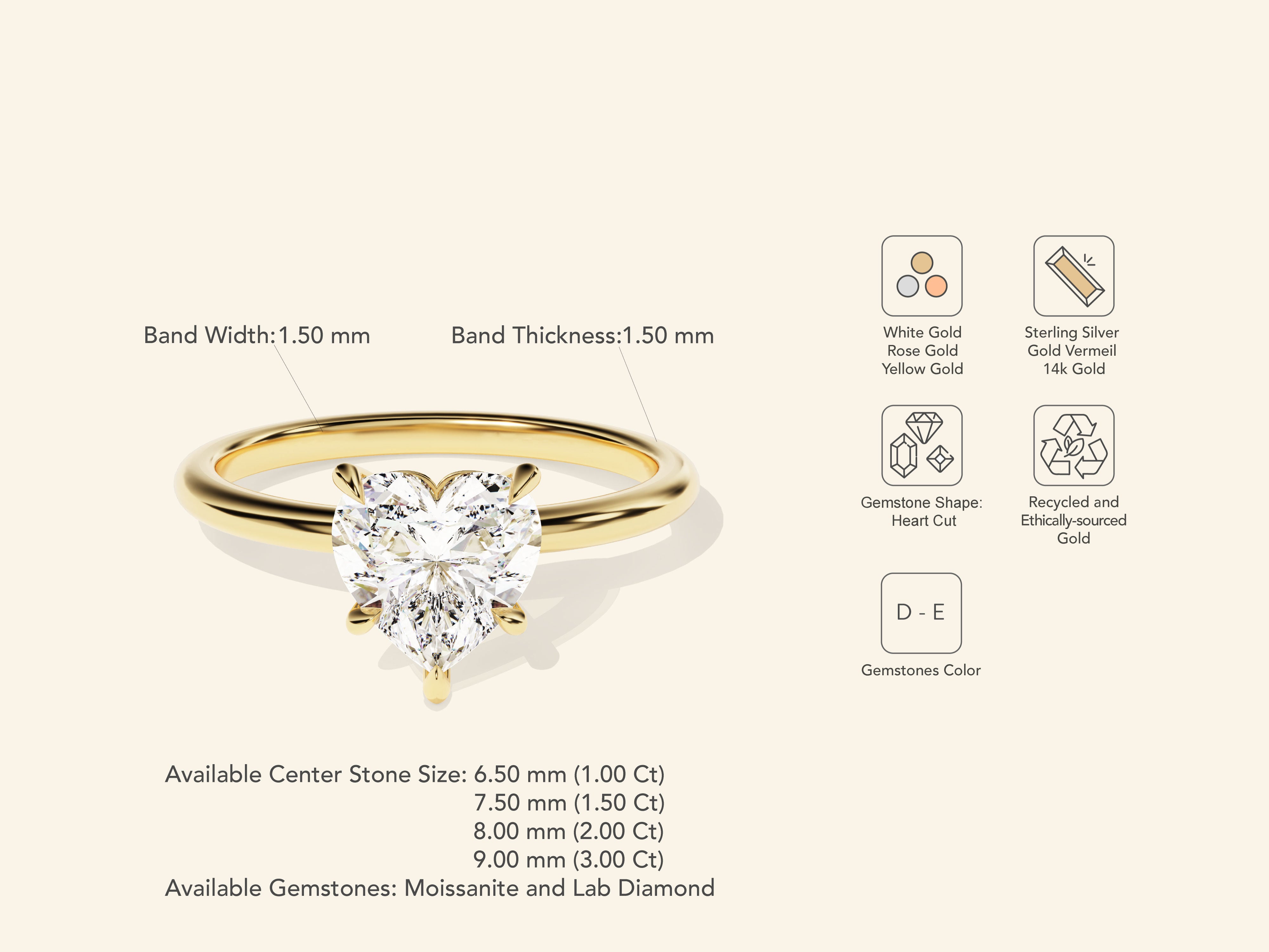 Heart Solitaire Engagement Ring
