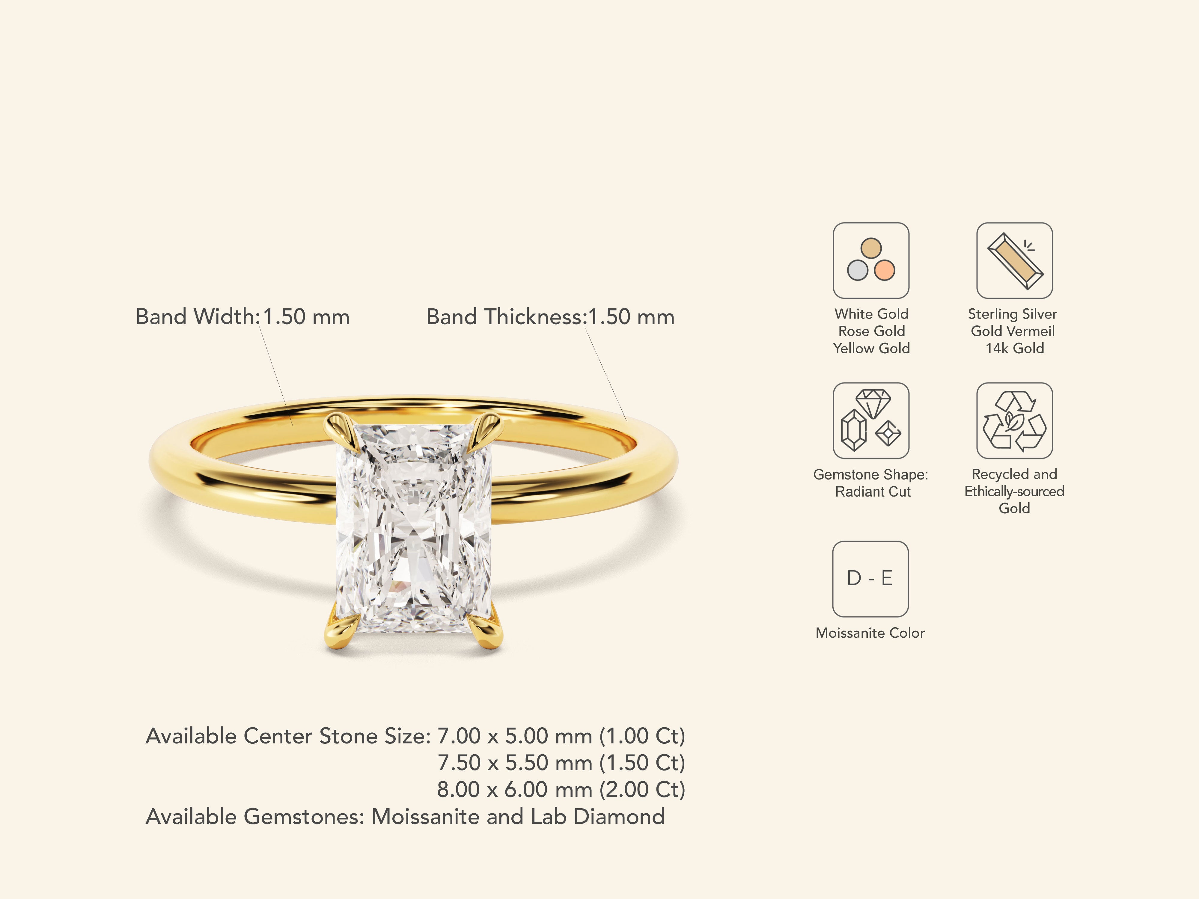 Radiant Solitaire Engagement Ring