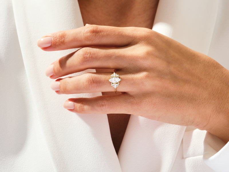 Vintage Cluster Marquise Cut Engagement Ring