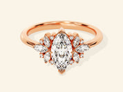 Vintage Cluster Marquise Cut Engagement Ring