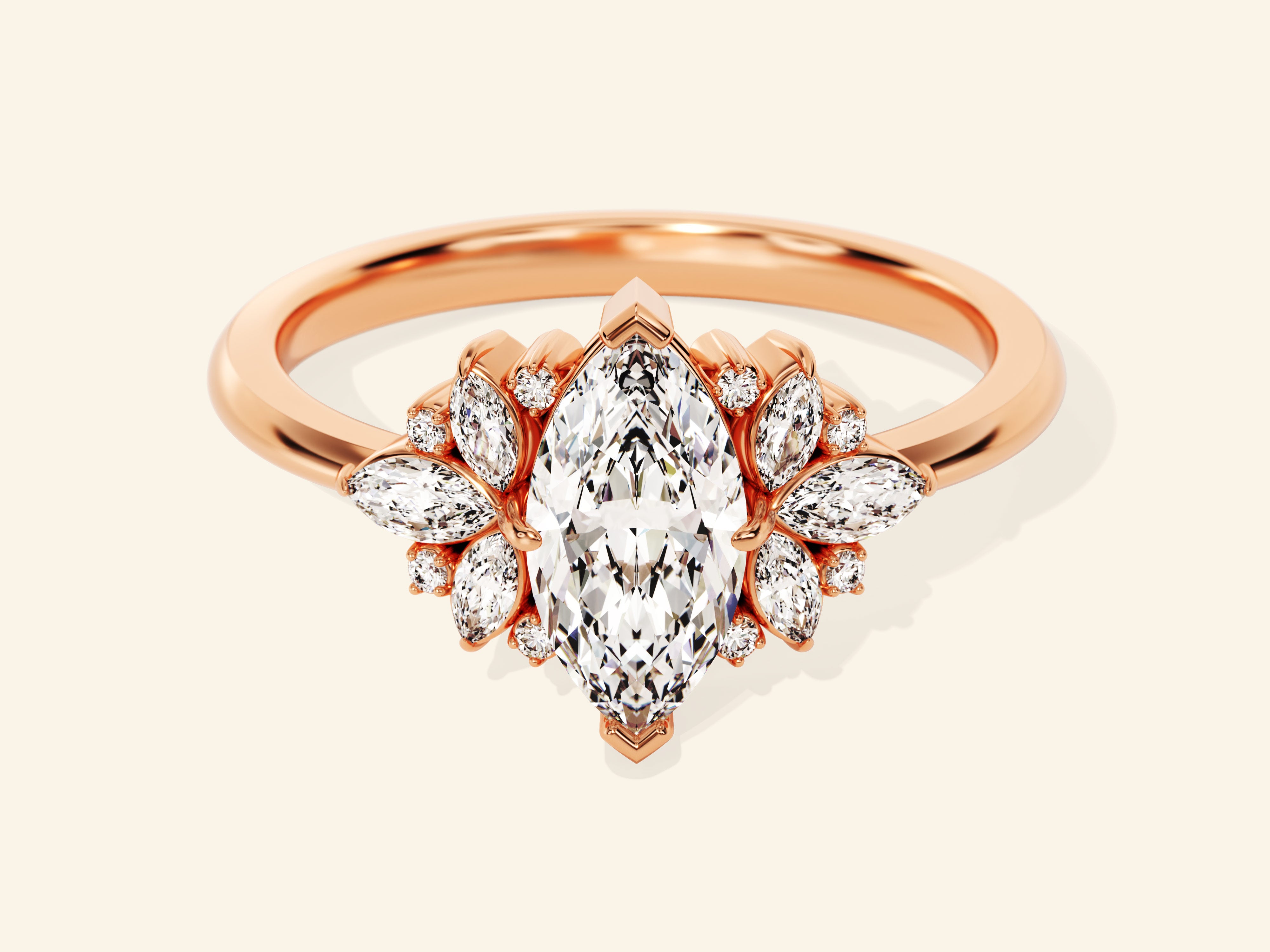 Vintage Cluster Marquise Cut Engagement Ring