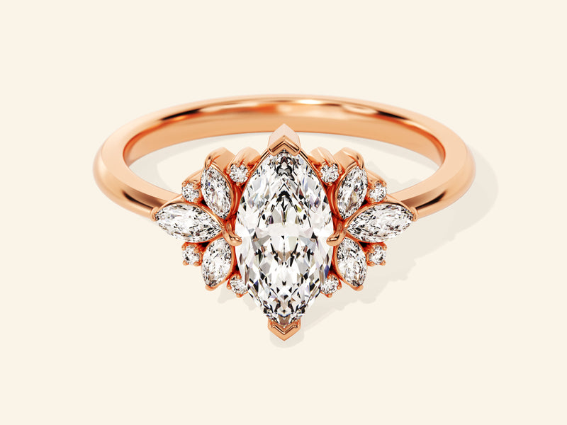 Vintage Cluster Marquise Cut Engagement Ring