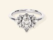Vintage Cluster Marquise Cut Engagement Ring
