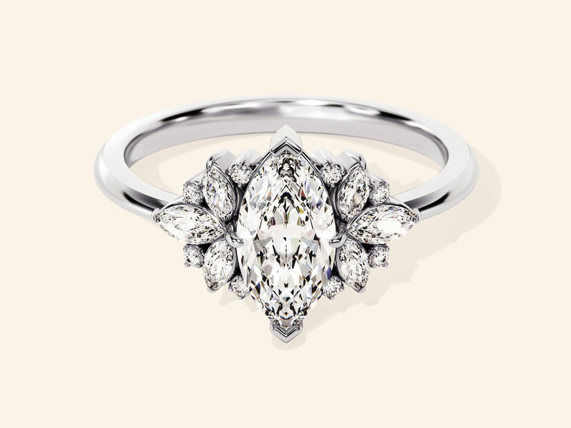 Vintage Cluster Marquise Cut Engagement Ring