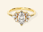 Vintage Cluster Marquise Cut Engagement Ring