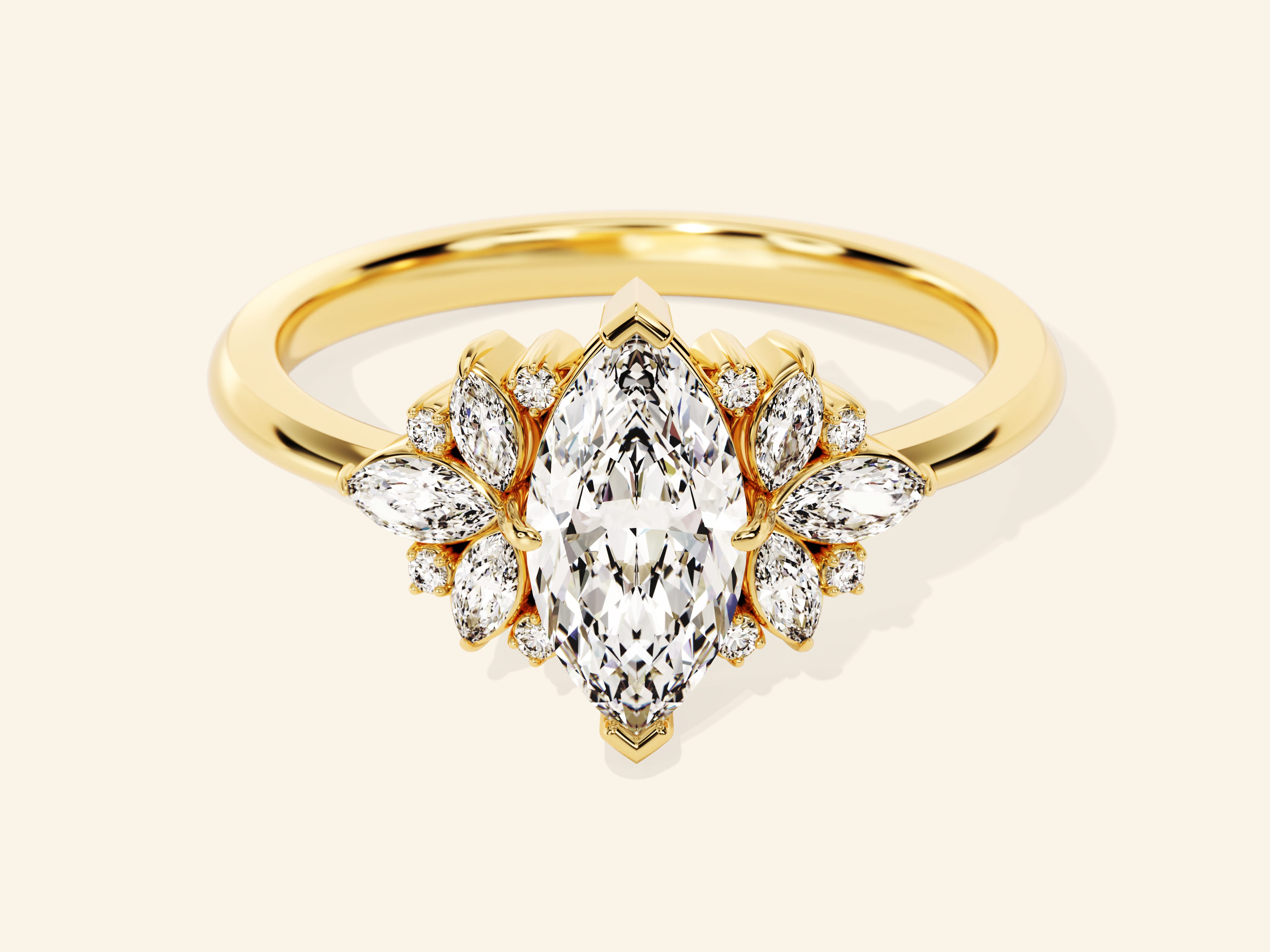 Vintage Cluster Marquise Cut Engagement Ring