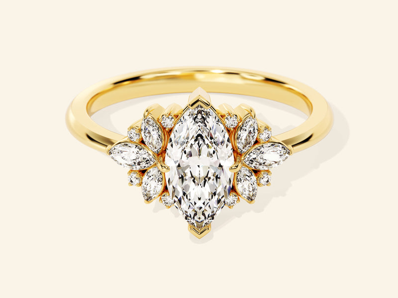 Vintage Cluster Marquise Cut Engagement Ring