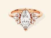 Vintage Cluster Marquise Cut Engagement Ring