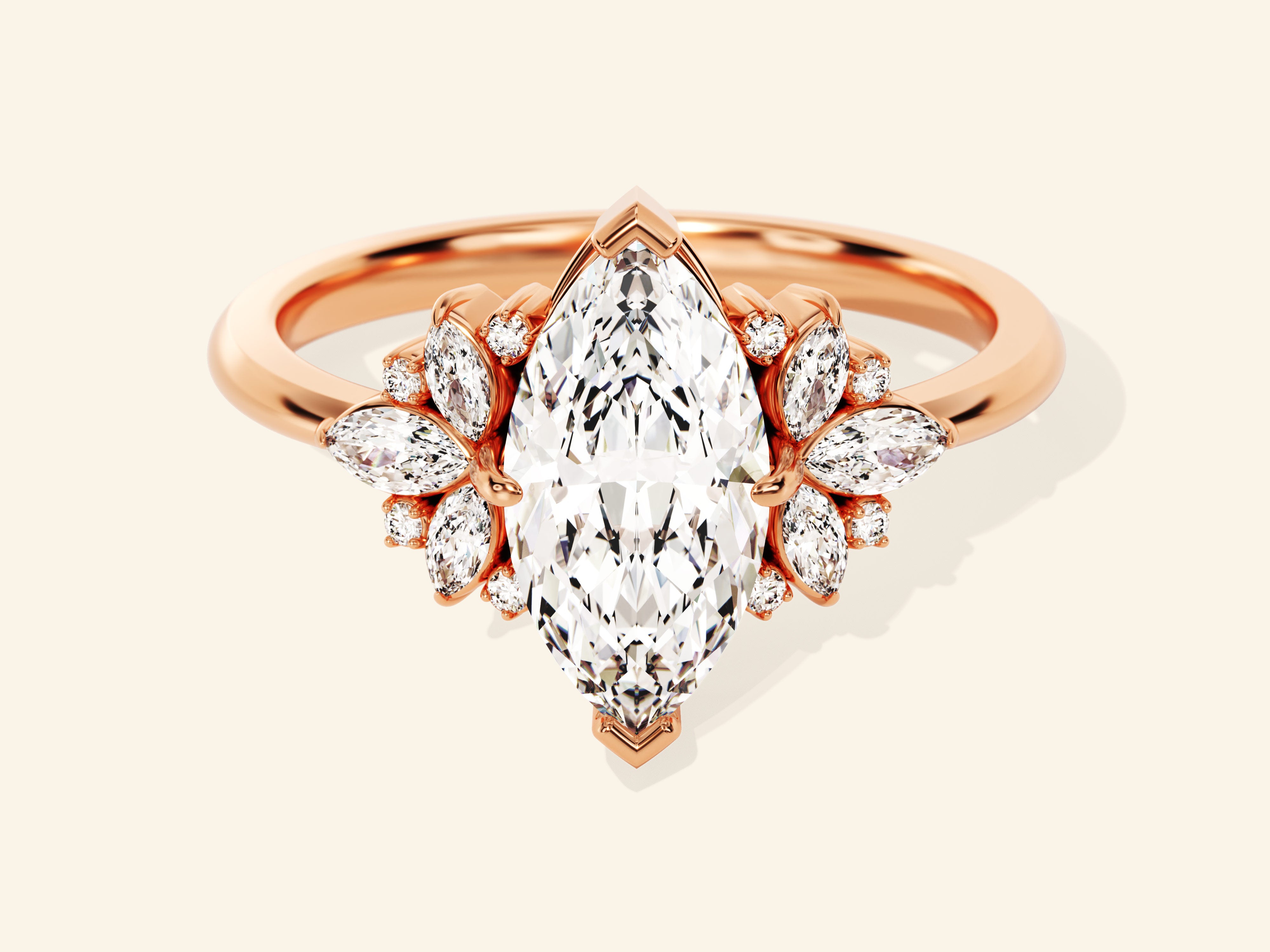 Vintage Cluster Marquise Cut Engagement Ring