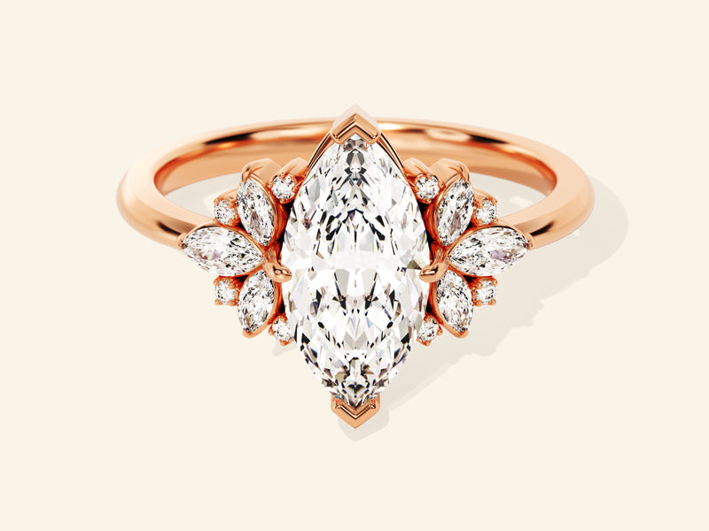 Vintage Cluster Marquise Cut Engagement Ring